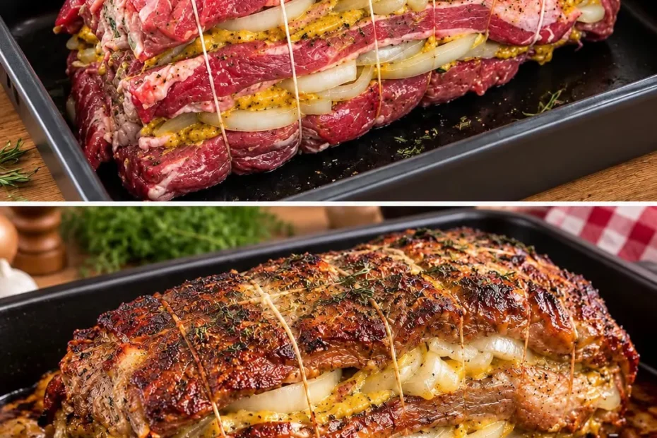 Carne Assada com Molho de Mostarda em Camadas