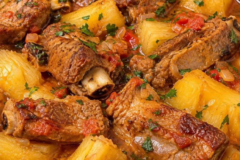 Costelinha de Porco com Mandioca na Panela Costelinha de Porco com Mandioca na Panela