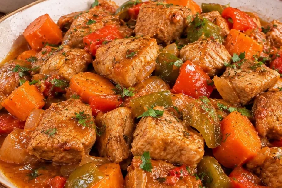 Picadinho de Porco com Legumes Fácil e Suculento