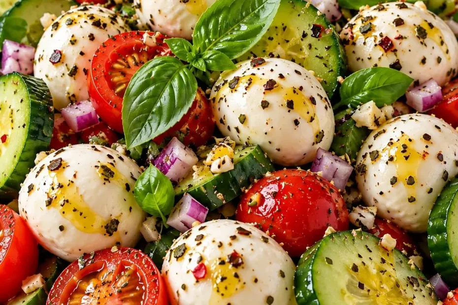 Salada Caprese com Tomate, Muçarela e Manjericão