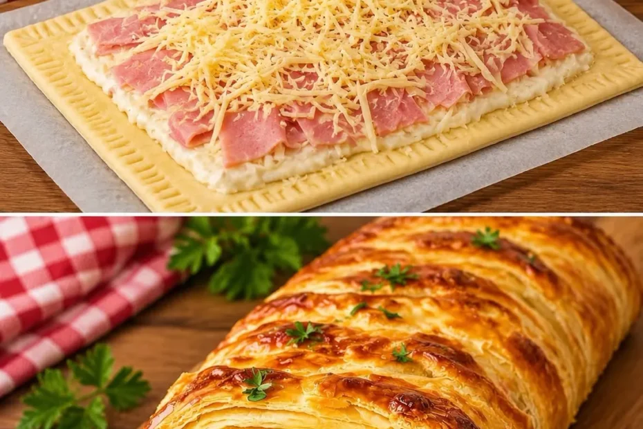 Strudel de Massa Folhada com Presunto e Queijo Strudel de Massa Folhada com Presunto e Queijo